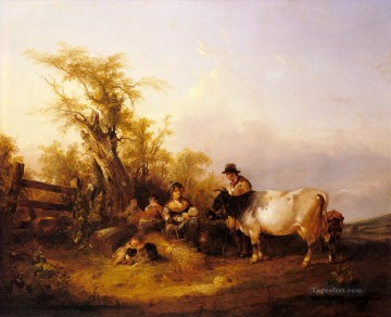 Shayer Snr William Painting - The Road To Market rural scenes William Shayer Snr